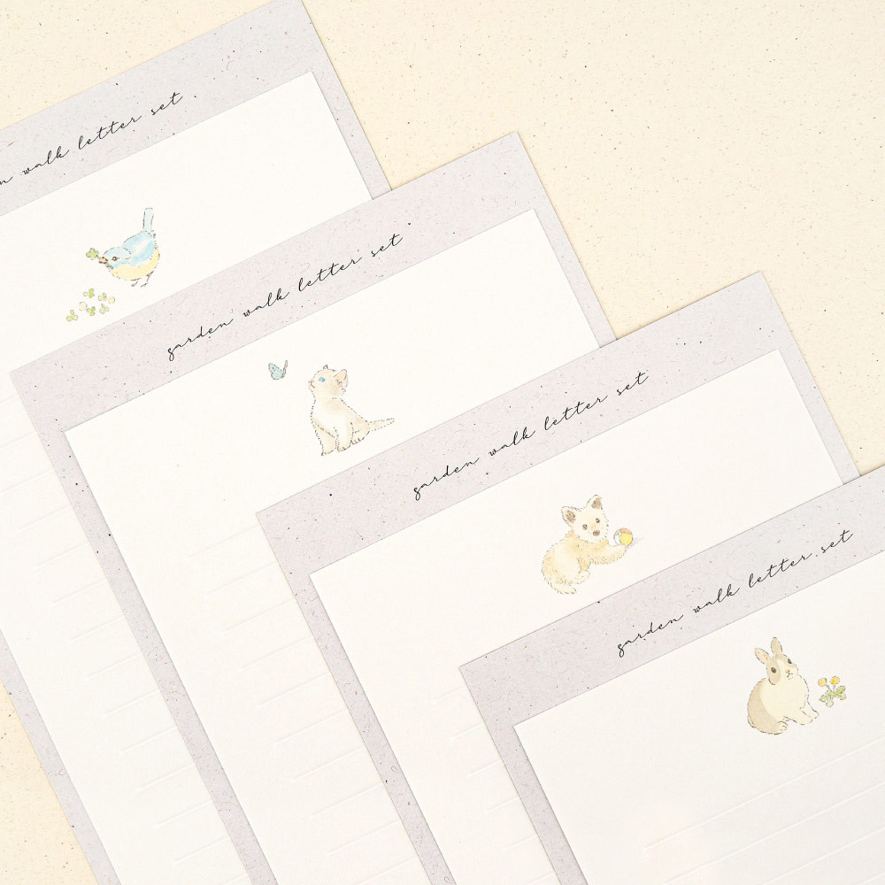 Cute illustration - Dash and Dot Garden Walk Letter with Envelope Set